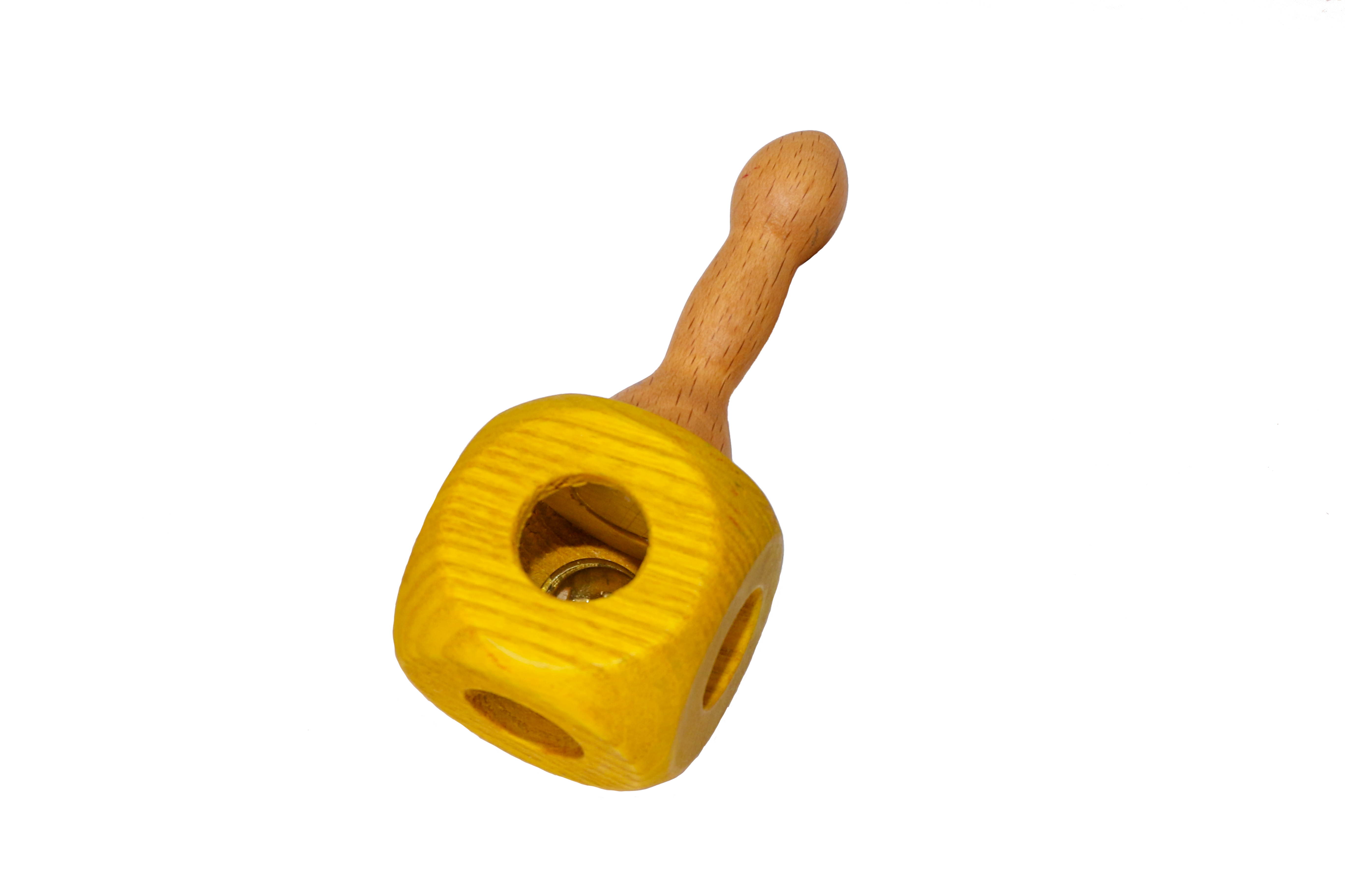 rassel-gelb Babyrassel Würfel mit Griff