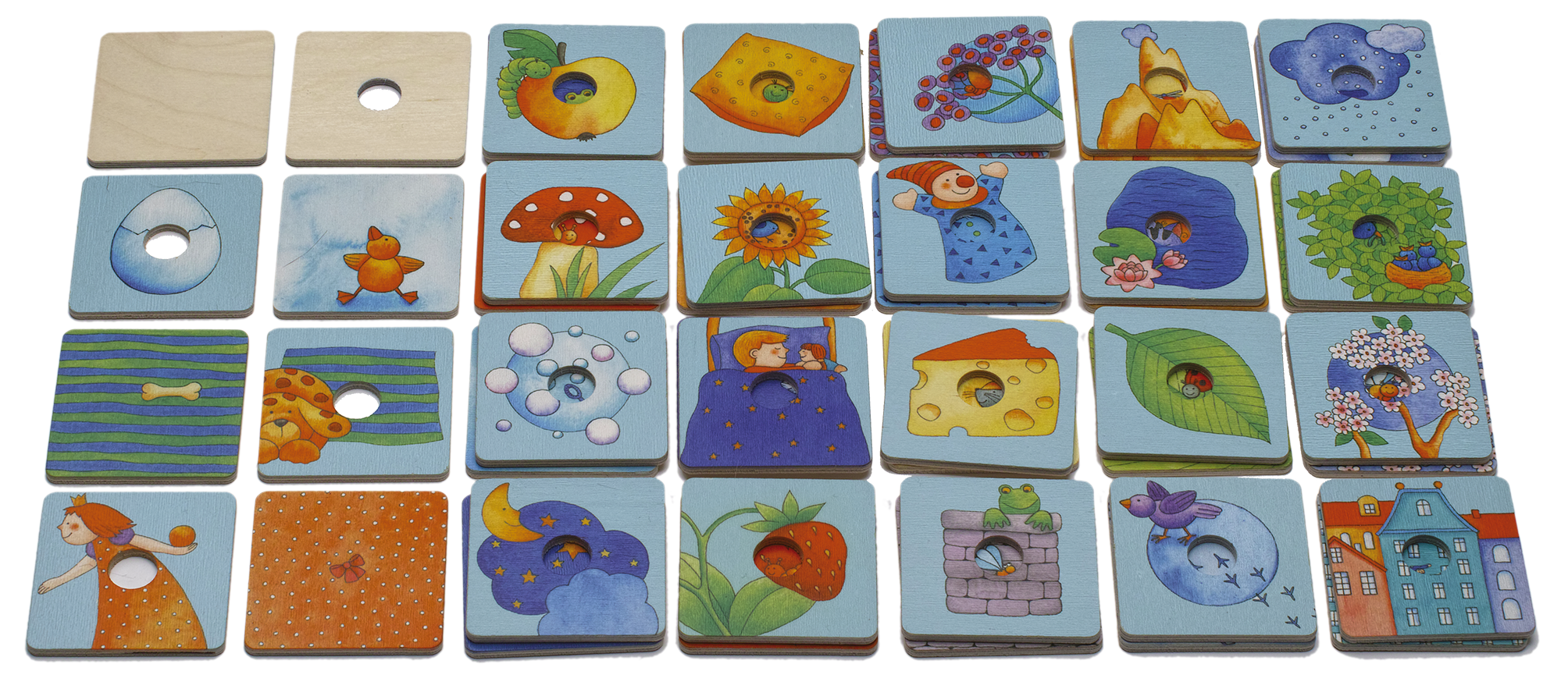 25072-Lochmemo-Kunterbunt Lochmemo kunterbunt mit 48 Teilen von Weizenkorn
